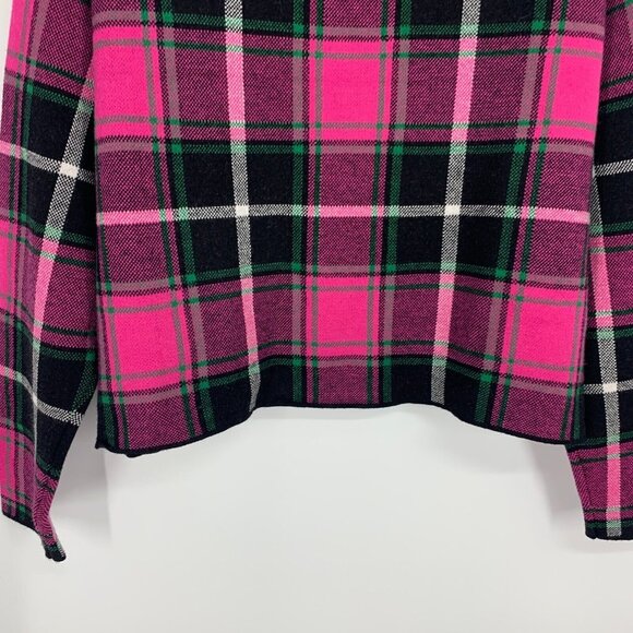 Nicole Miller Sweater Pink Black Plaid Mock Neck Stretch NWT - Picture 9 of 9